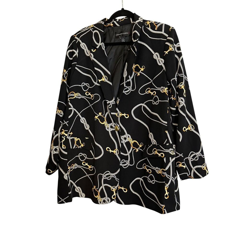 Colleen Lopez Navy Blue Gold Blazer Jacket 1X New With Tag